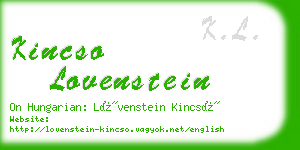 kincso lovenstein business card